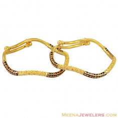 22K Wavy Meenakari Bangles (2 Pcs) ( Baby Bangles )