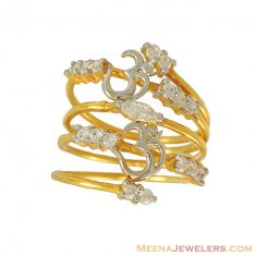 Gold Spiral Ring with Om ( Ladies Signity Rings )