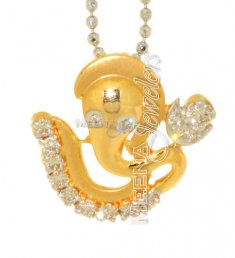 18Kt Gold Lord Ganesh  OM  Diamond Pendant ( Diamond Pendants )
