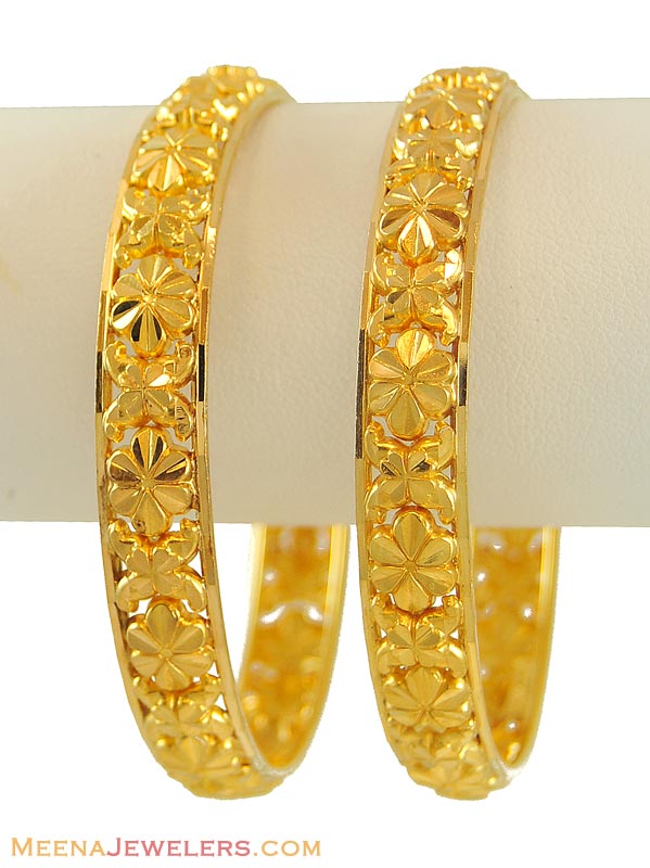 Fancy Gold Bangles 22k Bago8750 22k Gold Bangles Set Of Twowith