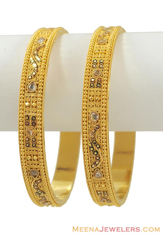 Indian Gold Bangles (22KT) - BaGo10371 - 22K Gold filigree bangles with ...