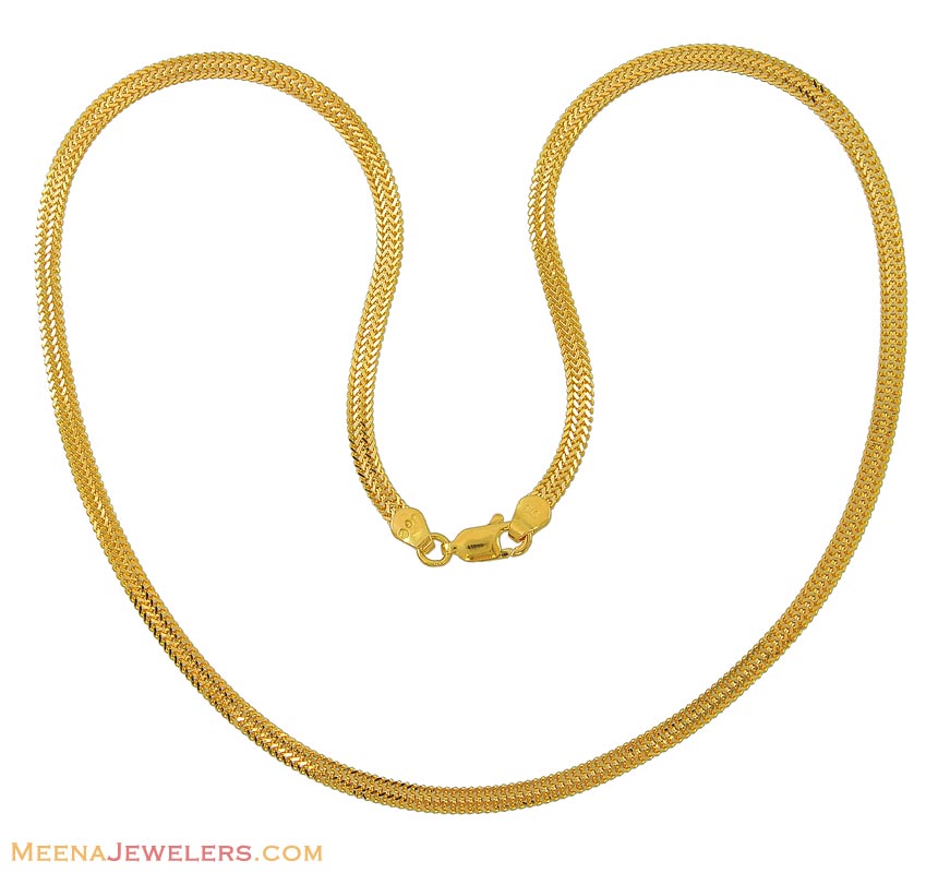 Indian Gold Chain (16 Inch) - ChPl8712 - 22Kt Gold Chain (flat chain ...