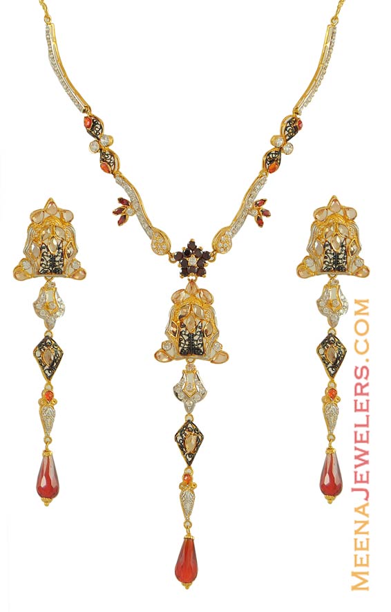 22k Gold Pakistani Set - StGd7167 - 22k gold pakistani necklace earring ...