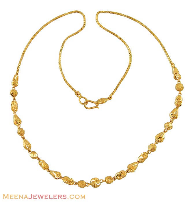 22K Gold Ball Chain - ChFc7836 - 22Kt gold fancy chain with gold balls ...
