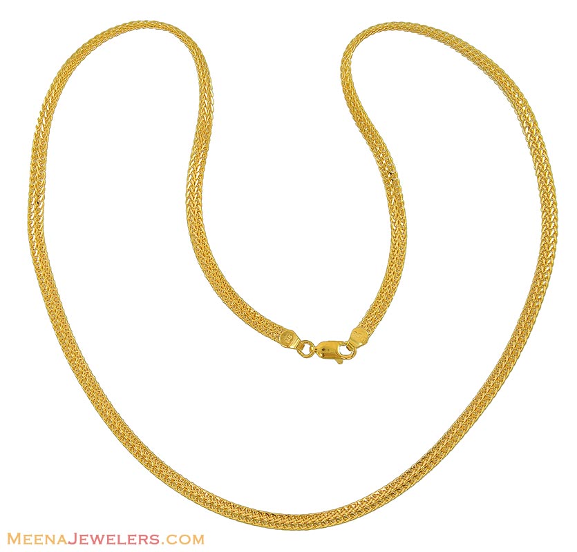 Indian Gold Chain (20 Inch) - ChMs8720 - 22Kt Gold Chain (flat chain ...