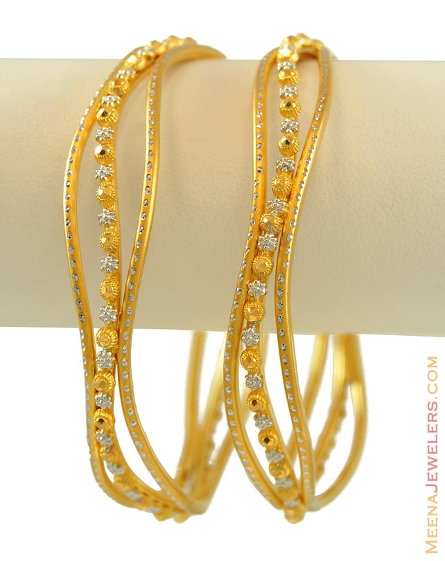 22k Designer Two Tone Bangles - Ba2t9164 - 22k gold bangles (2 pcs ...