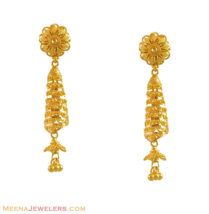 22k Yellow Gold Fancy Earrings - ErFc11063 - 22k yellow gold fancy ...