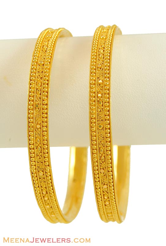 22Kt Yellow Gold Bangles - BaGo8397 - 22kt Yellow Gold Bangles in ...