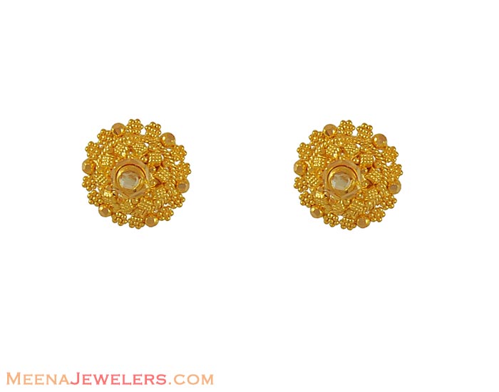 22Kt Gold Tops (Small) - ErGt6633 - 22Kt Gold Tops, Indian style with ...