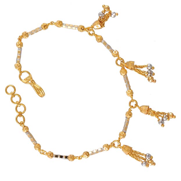Two tone Charm bracelet(22k) - BrLa4394 - 22k two tone gold ladies ...