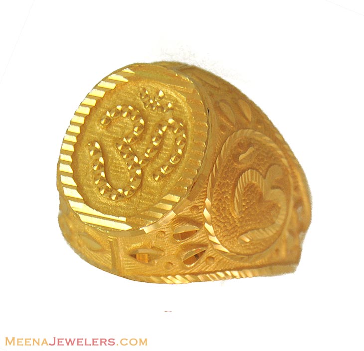 Om Ring (22K Gold) - RiMs11103 - 22K gold mens ring with religious Om ...