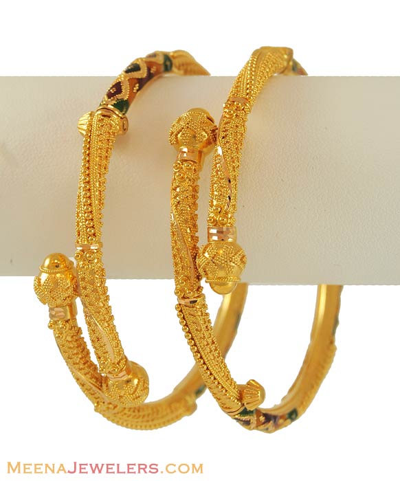 22K Gold Bangles (Kadas) - BaKa6355 - 22Kt Gold Bangles / Kadas ( 2 pcs ...