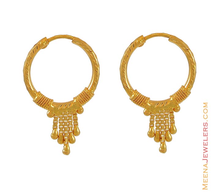 22K Gold Hoop Earrings - ErHp6418 - 22K Gold Hoop Earrings (also known ...