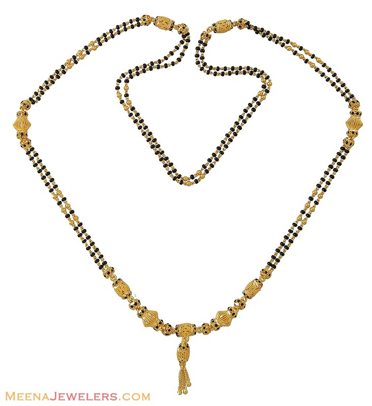 Gold Long Mangalsutra (26 Inches) - ChMs9037 - 22 Karat Gold long ...