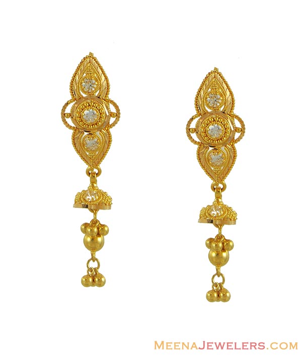 Gold Designer Hanging Earrings - ErFc8557 - 22Kt Gold Earrings with ...