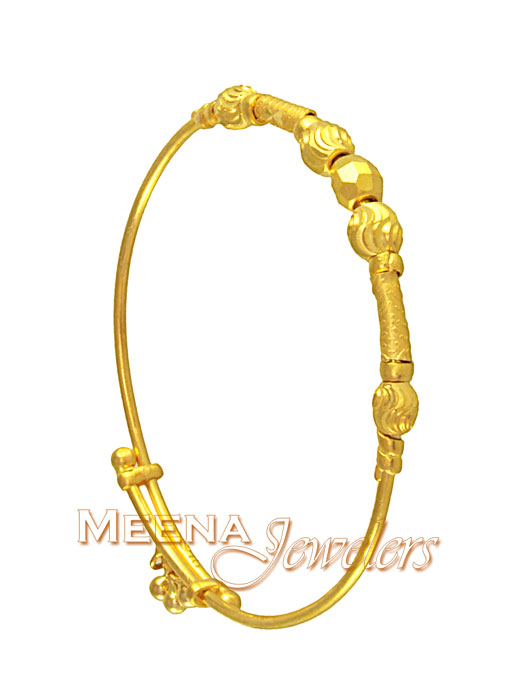 22K Gold Baby Bangle - BjBa2555 - 22K Gold Baby Bangle with diamond ...