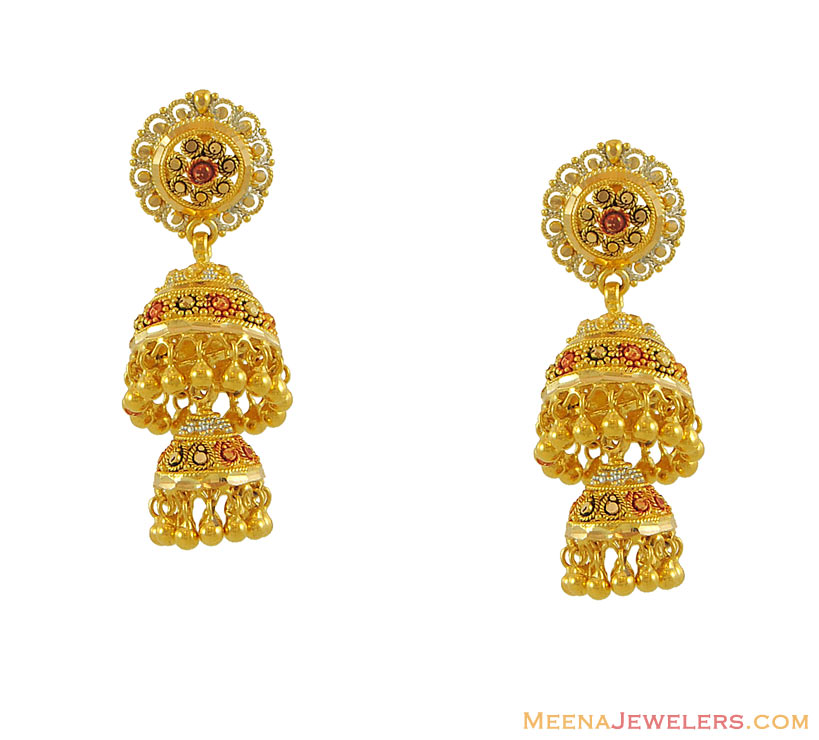 22K Gold Chandelier Earrings - ErFc7568 - 22Karat Gold Fancy Chandelier ...