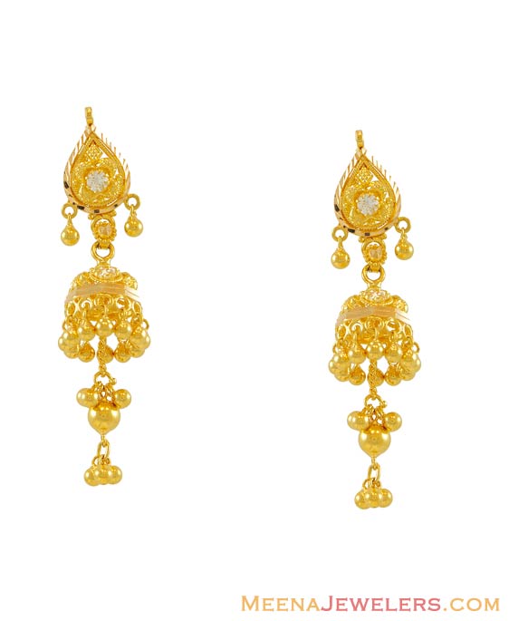 22K Jhumka Earrings - ErFc7929 - 22 karat gold Jhumka / chandelier ...