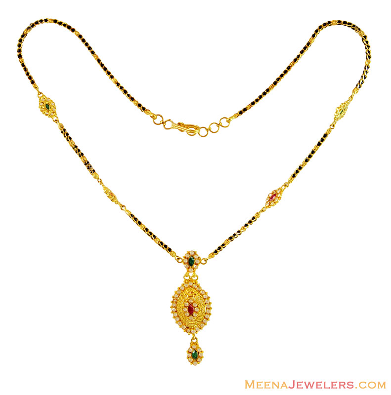 22K Fancy Polki Mangalsutra - ChMs13377 - 22K gold fancy Mangalsutra ...