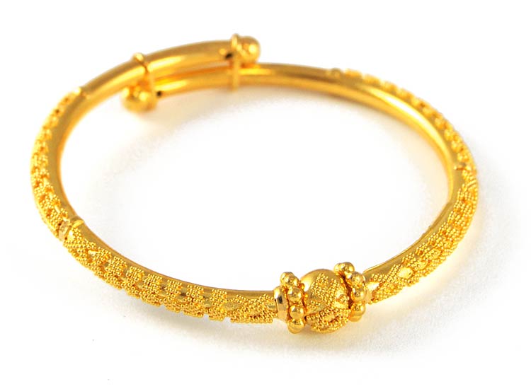 22k Gold Baby Bangle - BjBa4304 - 22k Gold Indian Baby Bangle with ...