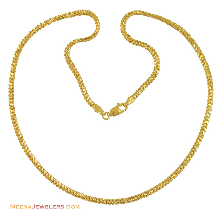 22k Gold Foxtail Chain (16 Inches) - ChPl10464 - 22k Gold Foxtail Chain ...