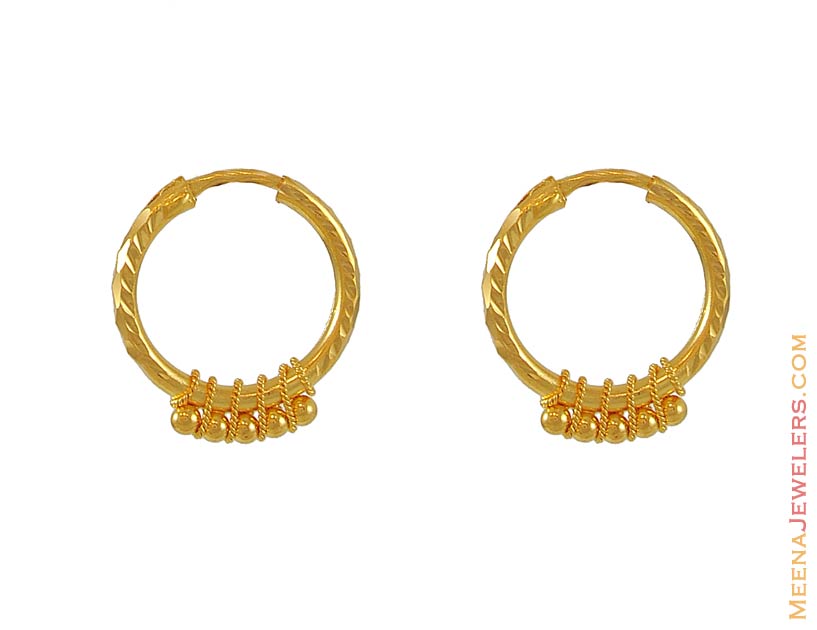 22Kt Gold Hoop Earrings - ErHp6419 - 22Kt Gold Hoop Earrings (with ...