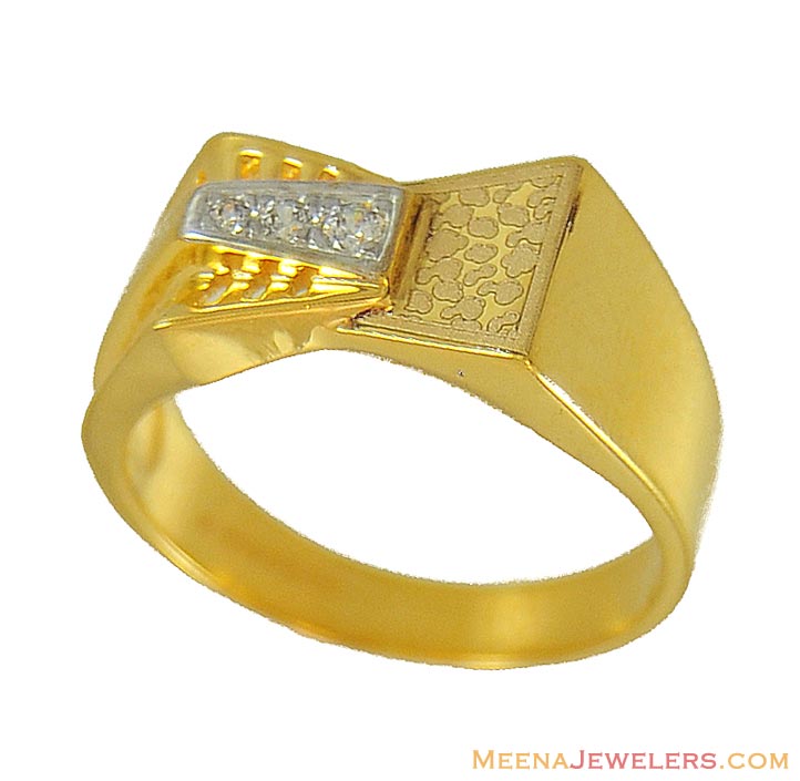 Gold Mens Signity Ring - RiMs9271 - 22Kt Gold Mens Signity Ring with ...