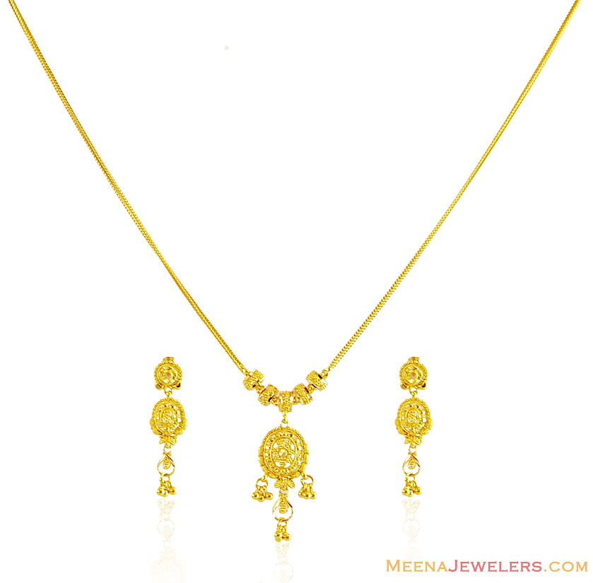 22k Light Weight Necklace Set - StLs15105 - Designer 22k Gold necklace ...
