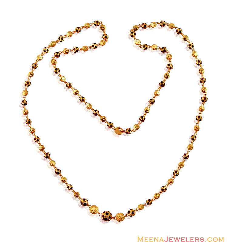 Meena Balls Long Gold Chain - ChLo17038 - US$ 1,108 - 22K Gold Ladies ...