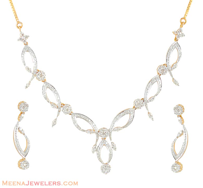 Diamond Necklace Set (18 K Gold) ( Diamond Necklace Sets )