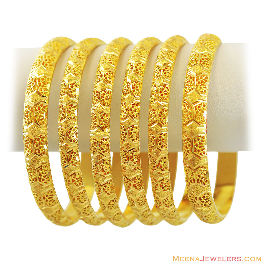 22k Gold Bangles Set(6 pcs) - BaGo12108 - 22K Gold bangle set(6 pcs ...