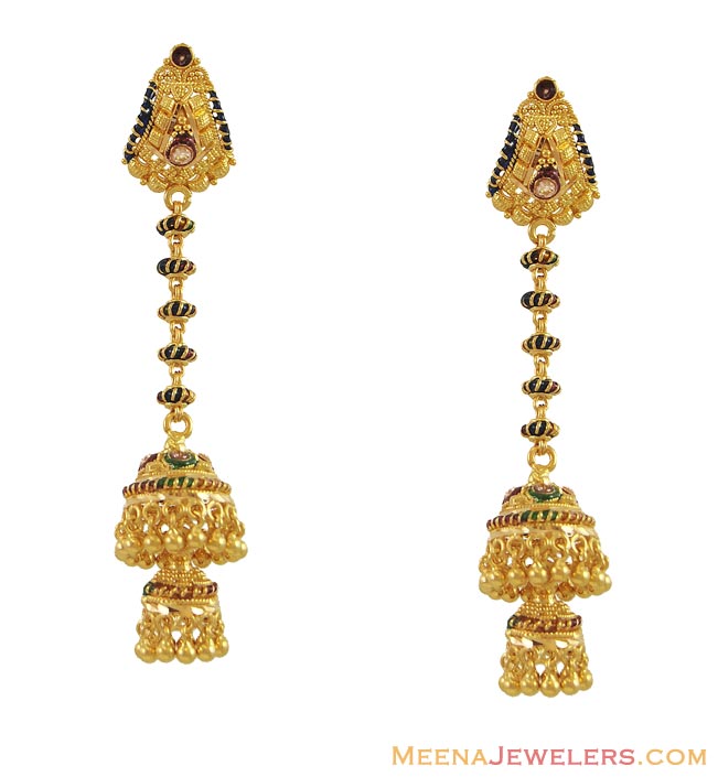 22K Chandelier Earrings (Indian) - ErFc10133 - 22K Gold Chandelier ...