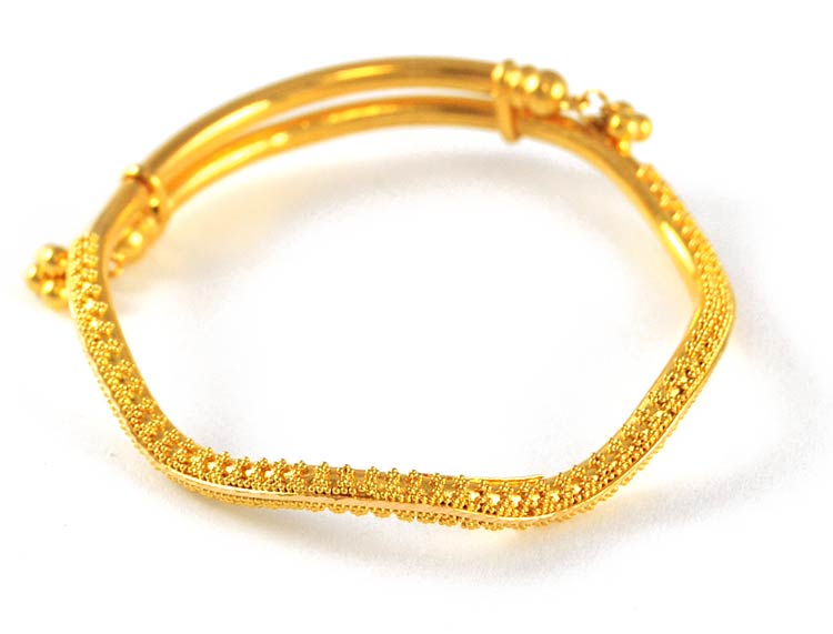 22k Designer Bangle - BjBa4301 - 22k yellow Gold Indian Baby Bangle ...