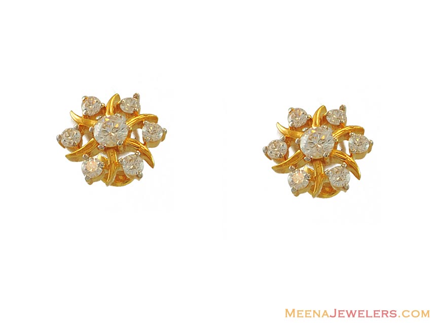 22K Gold Signity Tops (Earrings) - ErSi10857 - 22k gold tops/ earrings ...