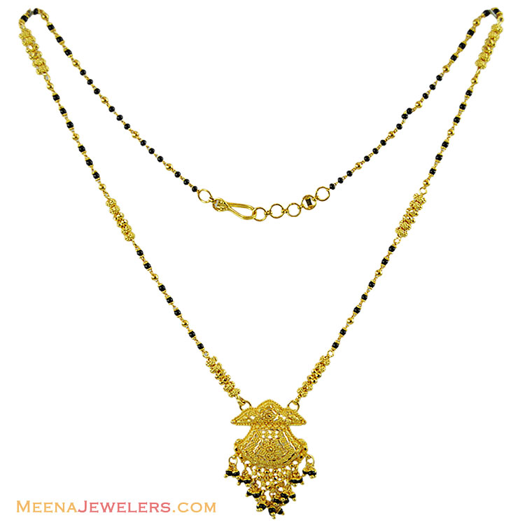 22k Gold Indian Mangalsutra - ChMs12249 - 22K gold filigree Mangalsutra ...