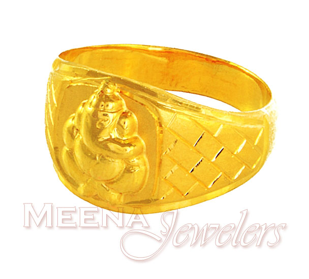 22kt Mens Gold ring with Lord Ganesh - RiMr2223 - 22kt Mens Gold ring ...