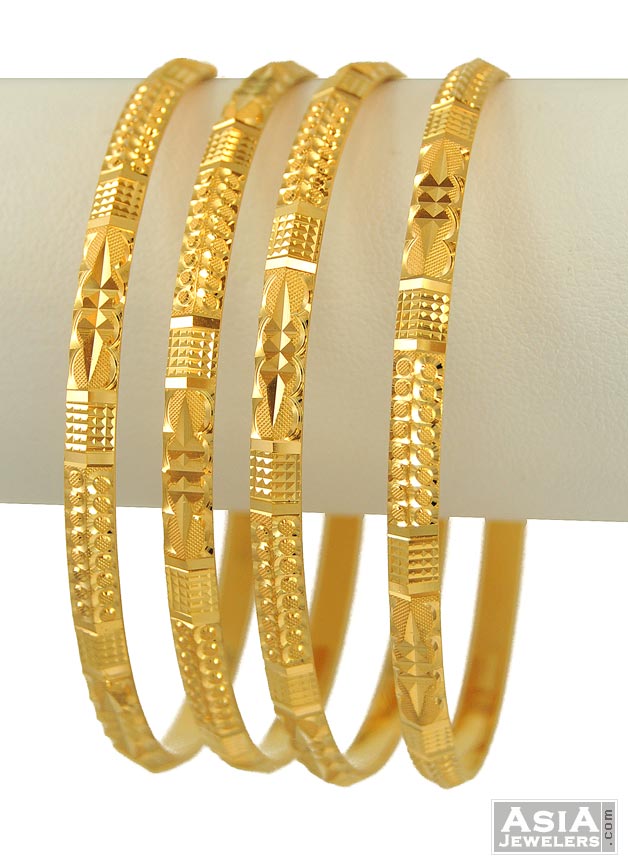 22k Gold Bangles(4pcs) - BaGo12845 - 22k yellow gold bangles(4 Pcs ...