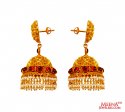  [ 22Kt Gold Fancy Earrings > 22K Gold Traditional Temple Jhumka  ]