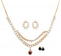 18KT Gold Diamond Necklace Set - Click here to buy online - 7,572 only..