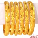 22K Gold Simple Bangles Set (6 PCs) - Click here to buy online - 5,101 only..