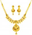 22K Gold Peacock Necklace Set - Click here to buy online - 4,741 only..