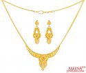 22K Gold Necklace Earring Set - Click here to buy online - 1,499 only..