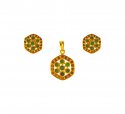 22kt Gold Emerald Pendant Set - Click here to buy online - 796 only..