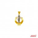 22 kt gold Khanda pendant with CZ - Click here to buy online - 425 only..