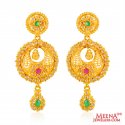 22K Gold Polki Earrings - Click here to buy online - 1,835 only..