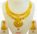 22Kt Gold Stone Pearls Necklace Set