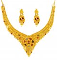 Tricolor 22K Necklace Earring Set - Click here to buy online - 3,299 only..