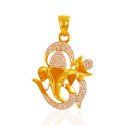 22k Gold Ganesha Pendant with  CZ - Click here to buy online - 493 only..