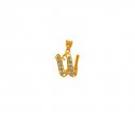 Gold Pendant with Initial (W) - Click here to buy online - 220 only..