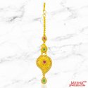 Click here to View - 22kt Gold Ruby Emerald Maang Tikka 